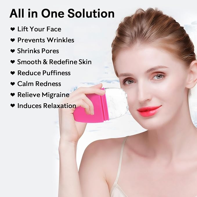 LATME Ice Cube Roller for Face Eyes,Reusable Silicone Ice Mold,Womens Gifts,Face Massager Roller Puffiness Migraine Pain Relief and Minor Injury-VivaGrace Women