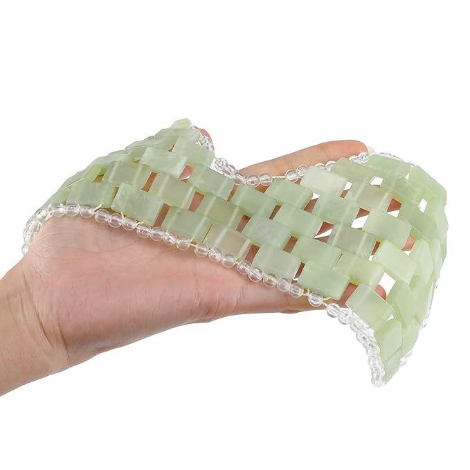 Jade Eye Mask 100% Natural Real Jade Stone Reusable Eye Mask for Hot & Cold Anti Aging，Headache and Migraine Relief Jade Mask for Women Men (Light green jade)-VivaGrace Women