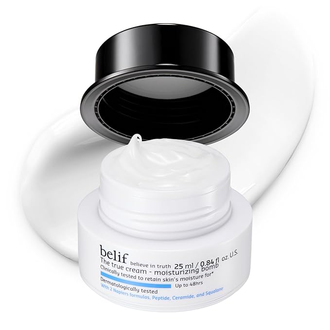 belif Moisturizing Bomb – Daily Ceramide Moisturizer with Peptide & Squalane, 48hr Hydration & Anti-Aging Cream, Milky & Lightweight, Restores Skin Barrier, Korean Skincare, 0.84 fl oz (25ml)-VivaGrace Women
