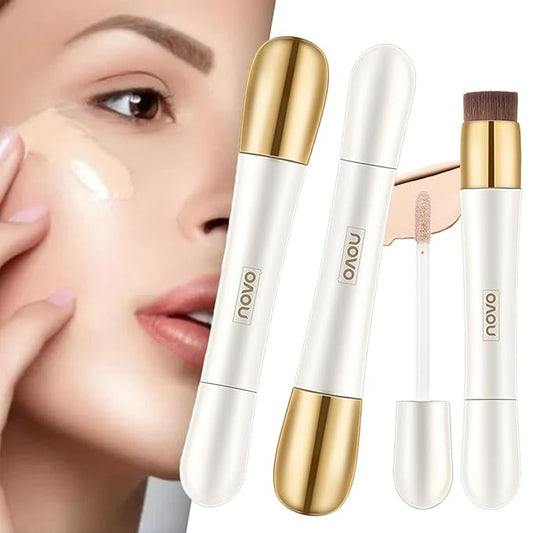 Happyhours 2 in 1 Foundation Anti-Wrinkle Concealer with Built-in Brush, Novo Foundation and Concealer Double Head Makeup Stick, Waterproof Long Lasting Anti-Wrinkle Concealer Foundation (2Pcs-02)-VivaGrace Women
