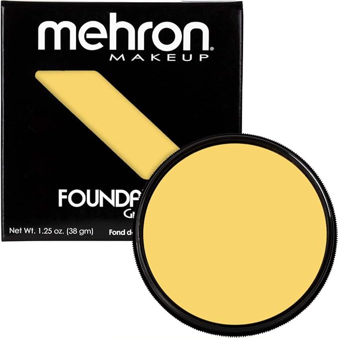 Mehron Makeup Foundation Greasepaint | Stage, Face Paint, Body Paint, Halloween Makeup 1.25 oz (38 g) (YELLOW)-VivaGrace Women