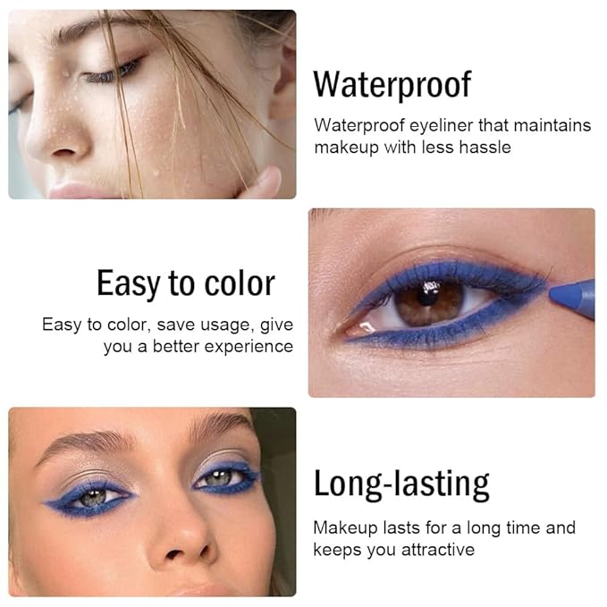 evpct Ruby Blue Gel Eyeliner Pencil for Women Waterline Waterproof Smudge Proof Eye Makeup Liners, Blue Mascara Eye Liner Gel Liner Eyeliner with Sharpener delineador de ojos contra el agua 24