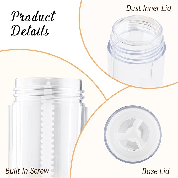 12 Pieces 15g Clear Plastic Deodorant Containers,Empty 1/2 oz Travel Lip Balm Tubes,Refillable Twist-UP Solid Perfume Tubes,Lipstick Tubes for DIY-VivaGrace Women