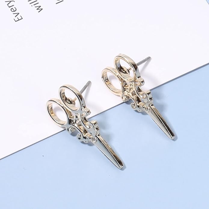 Punk Scissors Stud Earrings Gold Barber Earrings Minimalist Petite Earrings Personalized Earrings for Women and Girls Hair Stylist Gifts-VivaGrace Women