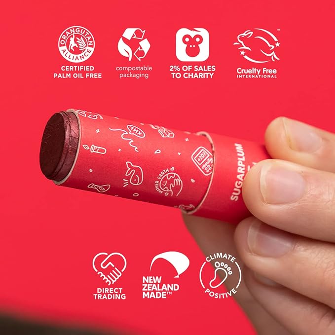 Ethique Sugarplum Nourishing Tinted Lip Balm - Plastic-Free, Vegan, Cruelty-Free, Eco-Friendly, 0.32 oz (Pack of 1)-VivaGrace Women