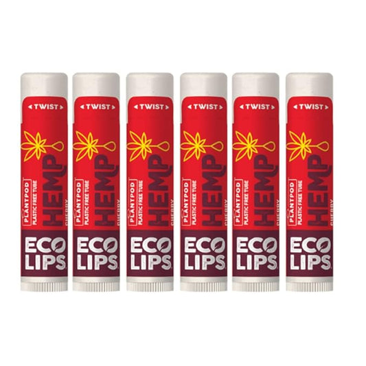 Eco Lips Organic Hemp Lip Balm with Beeswax, Coconut Oil, Vitamin E. Best Chapstick to Soothe & Moisturize Dry, Chapped Lips (Cherry, 6-Pack)-VivaGrace Women