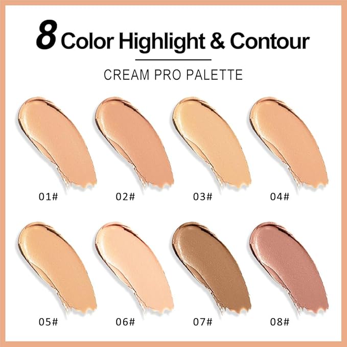 Professional Light to Medium to Dark Color Correcting Cream Contour Concealer Highlight Palette, Full Coverage Makeup Palet for Correct Dark Circles, Red Mark, Scar, etc,Waterproof-8A-VivaGrace Women