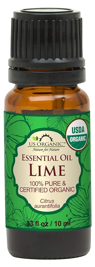 US Organic Lime Essential Oil - Certified Organic, Steam Distilled - W/Euro droppers (More Size Variations Available) (10 ml / .33 fl oz)-VivaGrace Women