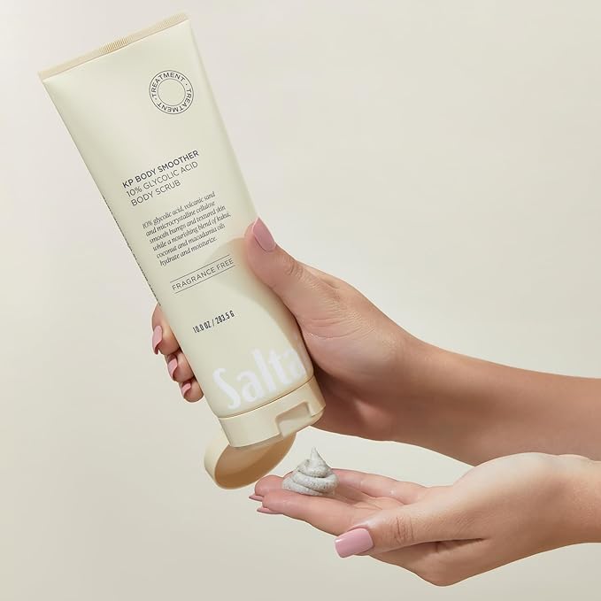 Saltair KP Body Scrub. 10% Glycolic Acid Treatment with Volcanic Sand and Plant Moisturizers. Fragrance-Free Physical Chemical Exfoliator. Exfoliating Body Scrubber for Rough Bumpy Skin, 10oz.-VivaGrace Women