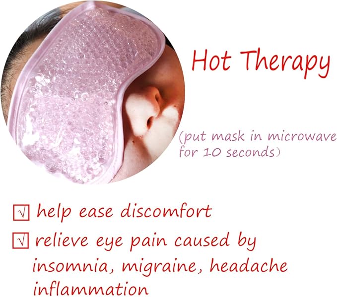 Gel Gel Eye Mask, Cooling Eye Mask Reusable Eye Ice Pack Under Eye Patches, Eye Hot Cold Treatment Pack for Redness, Pain Relief and Eye Relax (Pink - 2count)-VivaGrace Women