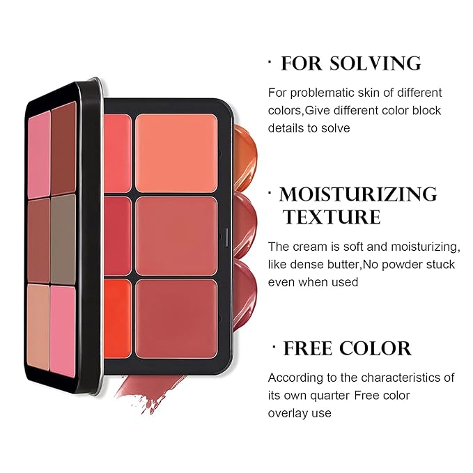 12 Colors Blush Palette,Highlighter Blush Powder Makeup,Long-Wearing,Smudge Proof,Natural-Looking,Blendable Cruelty-Free Matte Finish,Contour and Highlight Blush Palette Face Cosmetics Makeup-VivaGrace Women