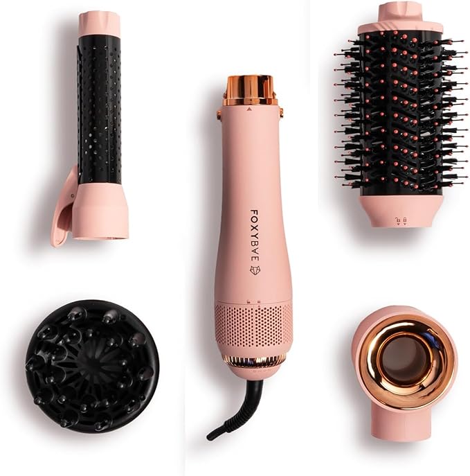 FoxyBae 4-in-1 Hot Air Styler: Blow Dryer Brush, Diffuser, Curling Barrel & Drying Cylinder - Blush Super Styler-VivaGrace Women