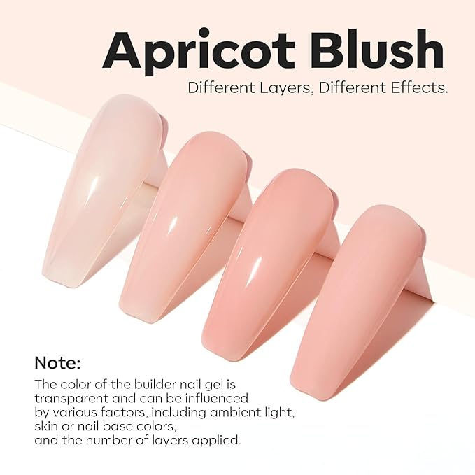 modelones Builder Nail Gel, 8-in-One Sheer Nude Pink Builder, Apricot Blush Pink Rubber Base for Nail Thickening Apex Building LED Lamp Cured Hard Strengthener Extend Color Gel Polish for DIY Salon-VivaGrace Women