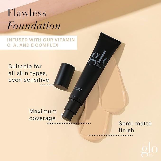 Glo Skin Beauty Satin Cream Foundation Makeup for Face, Natural Light - Full Coverage, Semi Matte Finish, Conceal Blemishes & Even Skin Tone-VivaGrace Women