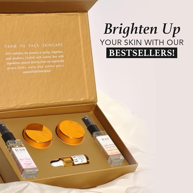 Quick Glow Kit, Hydrating Essence Toner, Exfoliating Face Cleanser, 24K Gold Face Elixir, Face Gel Serum, Face & Body Toner | Smoothens & Softens Skin, Deep Cleanser | Set of 5 - RAS LUXURY OILS-VivaGrace Women