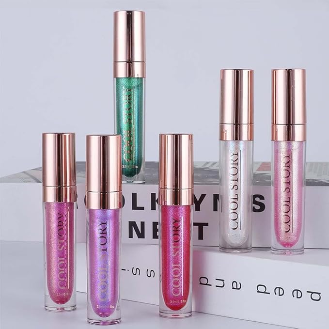GECOMO Colorful Explosive Pearlescent Lip Gloss 3D Multifunctional Fine Glitter Chameleon Lip Gloss Polarized Diamond Makeup,Magic Big Brush Color Changing Lip Oil(105# BLUISH PURPLE FLASH)-VivaGrace Women
