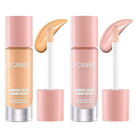 UCANBE 2PCS Halo Glow Liquid Filter, Rose Glow 0.91OZ + Fair Glow 0.91OZ, Face Complexion Booster For Radiant Skin All Day Longwear, Soft-Focus Look Sodium Hyaluronate Vegan & Cruelty-Free-VivaGrace Women