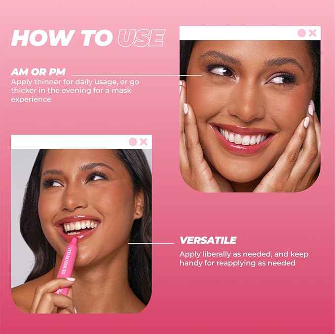 Vitamasques Lip Butter Balm Strawberry, Korean Lip Balm - Peptide Lip Treatment - Lip Balm Hydrating - Light Tinted Lip balm - Made in Korea - 0.33 fl.oz-VivaGrace Women