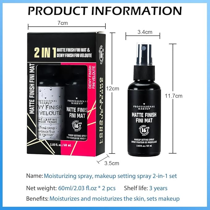 Kaely 2IN1 Hydrating Setting Spray for Face,Primer Face Makeup Matte Dewy Finish,Waterproof Setting Spray for Makeup Long Lasting,Oil Control,maquillaje Up To 16 Hours,Vegan & Cruelty-Free-VivaGrace Women