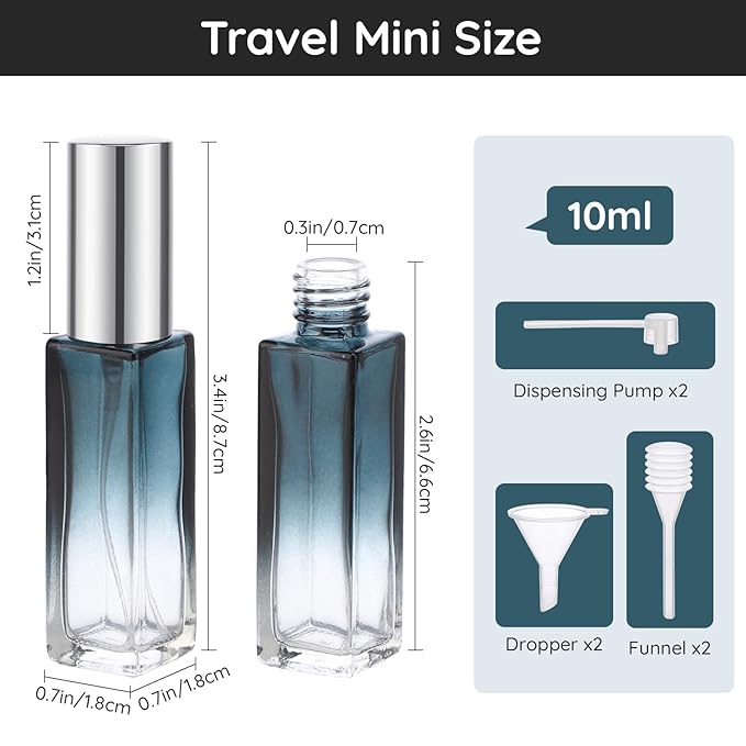 Segbeauty 10pcs Perfume Travel Refillable, 10ML Glass Spray Bottles Perfume Atomizer, Mini Travel Size Dispenser Bottle Set Atomizer Sprayer for Perfume Toiletries Cosmetic Container Spray Bottle-VivaGrace Women