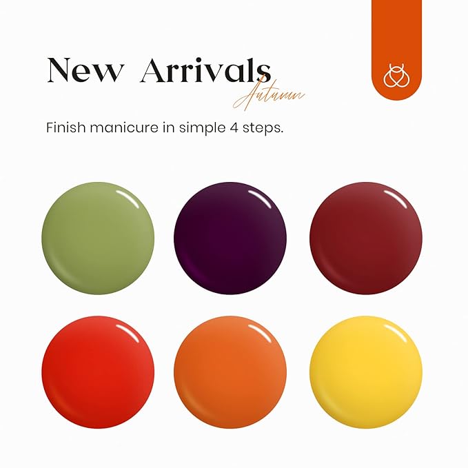 Beetles Fall Gel Polish Set, Burgundy Red Green Orange 6 Colors Gel Nail Polish Colors Sunset Leaves Soak Off Nail Art Lamp UV LED Cured Manicure Nail at Home Gifts for Women-VivaGrace Women