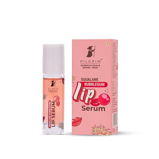 Pilgrim Squalane Bubblegum Lip Serum | Enriched with Shea Butter & Pomegranate Extract | Hydrating Lip Plumper Serum | Repairs Cracked Lips | Reveals Soft & Glossy Lips | 0.20 Fl Oz/6ml-VivaGrace Women