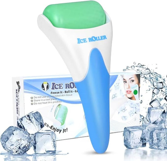 ONLYSKY BEAUTY Ice Roller Face Cooling Cold Roller for Body Eyes Face Skin Care Tools, Roller Cooling Roller for Women & Men（Blue Handle+Green Roller-VivaGrace Women