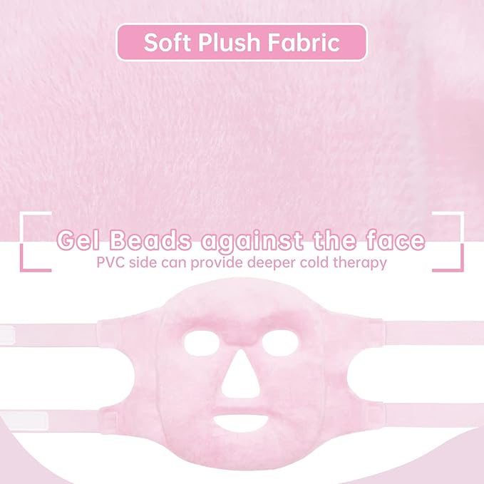 Ice Face Mask Reusable and Cold Gel Eye Mask for Puffiness/Dark Circles/Eye Bags/Dry Eyes/Headaches/Migraines/Stress Relief,Ice Pack for Eyes & Face (Pink)-VivaGrace Women