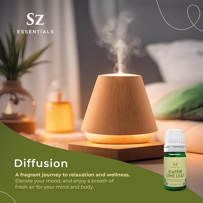 Kaffir Lime Leaf Essential Oil -100% Pure and Undiluted - Extracted from Citrus Hystrix Leaves - Earthy & Citrusy Scent with Fruity Overtones - Therapeutic Grade & Vegan - 0.17oz (5ml)-VivaGrace Women