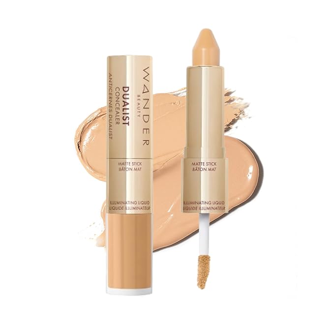 Wander Beauty Dualist Matte and Illuminating Concealer Makeup - Medium - Dual-Ended Matte Concealer Stick + Liquid Concealer - Full Coverage Concealer Brightens & Hydrates Under Eyes - 0.28 fl oz-VivaGrace Women