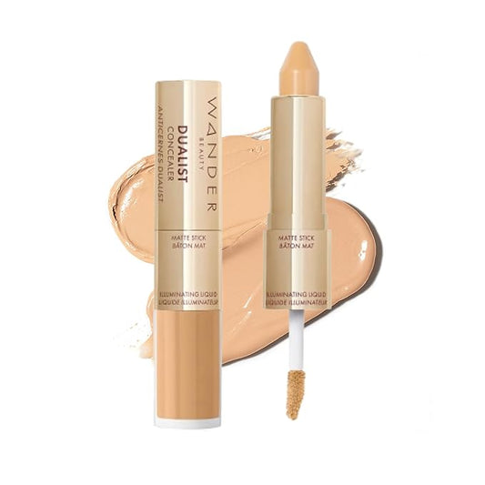 Wander Beauty Dualist Matte and Illuminating Concealer Makeup - Medium - Dual-Ended Matte Concealer Stick + Liquid Concealer - Full Coverage Concealer Brightens & Hydrates Under Eyes - 0.28 fl oz-VivaGrace Women