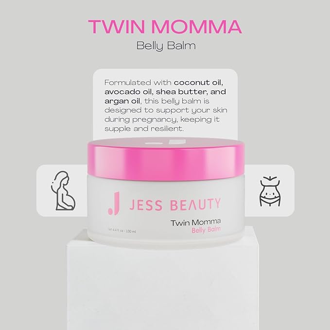 JESS BEAUTY | Twin Momma Belly Balm Lotion Coconut Oil & Avocado Oil | Skin Care Maternity Postpartum Essentials 4.4 fl oz-VivaGrace Women