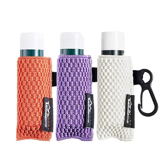 WKieason Lip Balm Sleeves Holder Keychain 3pcs Clip on Chapstick Keychain Holder Pouch Tight-Knit Elastic Lipstick Key Chain Holder (Orange/Purple/Beige)-VivaGrace Women