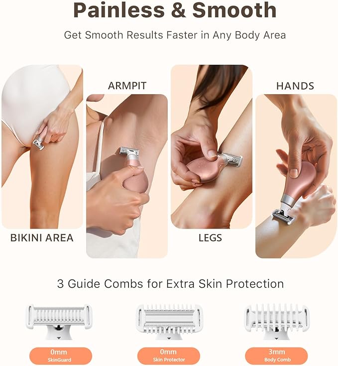 Mini Bikini Trimmer for Women - Intimate Pubic Hair Removal, Electric Body Groomer, Small Portable Wet/Dry Shaver, Magnetic Blade, USB-C Rechargeable with Travel Case, Easy to Clean (Gold)-VivaGrace Women