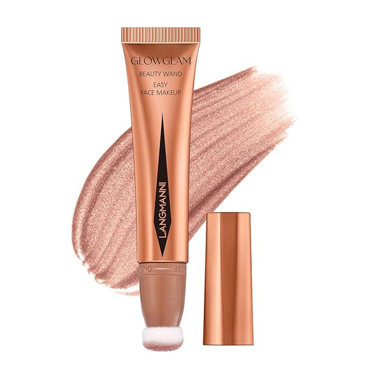LANGMANNI Liquid Contour Beauty Wand, Face Concealer Contouring,Highlighter,Blusher Stick with Big Cushion Applicator.Cream Contour Stick For Finish Face Contour Makeup. (#06 Highlighter)-VivaGrace Women