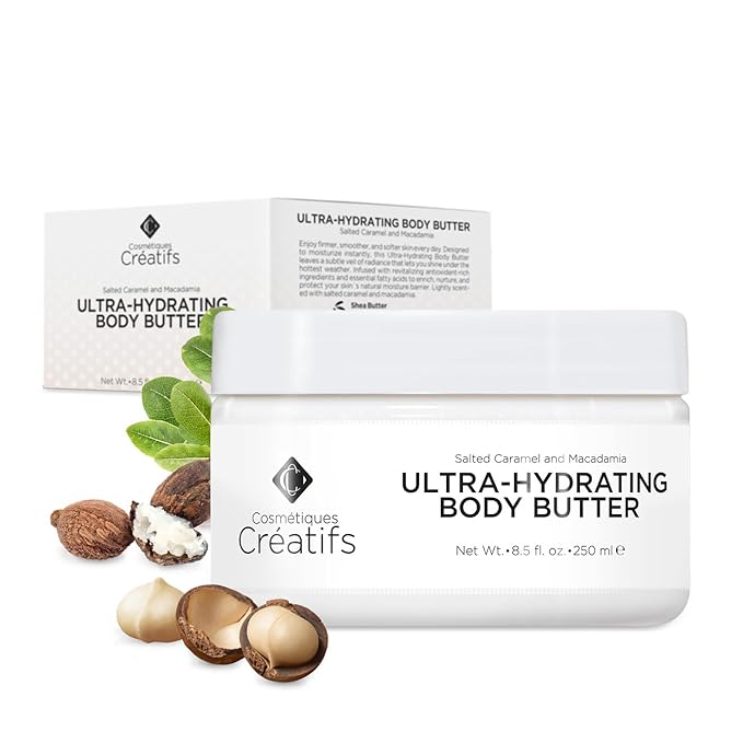 Ultra-Hydrating Body Butter with Shea Butter, 8.5 fl. oz., Salted Caramel and Macadamia Scent, Deep Moisturizing, Soothes, Repairs, and Nourishes Skin-VivaGrace Women