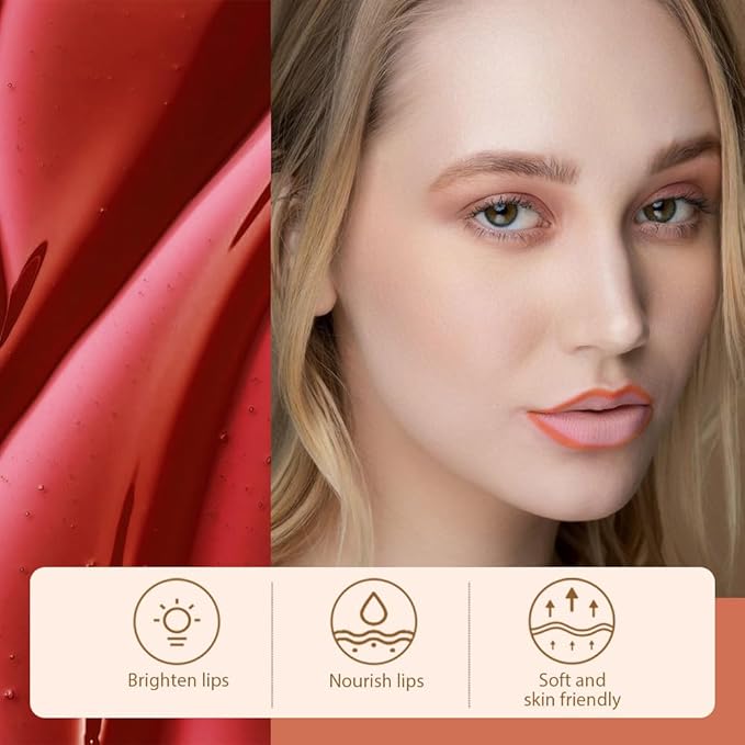 Matte Liquid Lip Stain Peel Off Lip Liner Tattoo - range Red, Waterproof Smudge-Proof Lip Gloss, Long-Lasting Non-Stick Cup Formula, Natural Peel Off Design for All Skin Types #07-VivaGrace Women