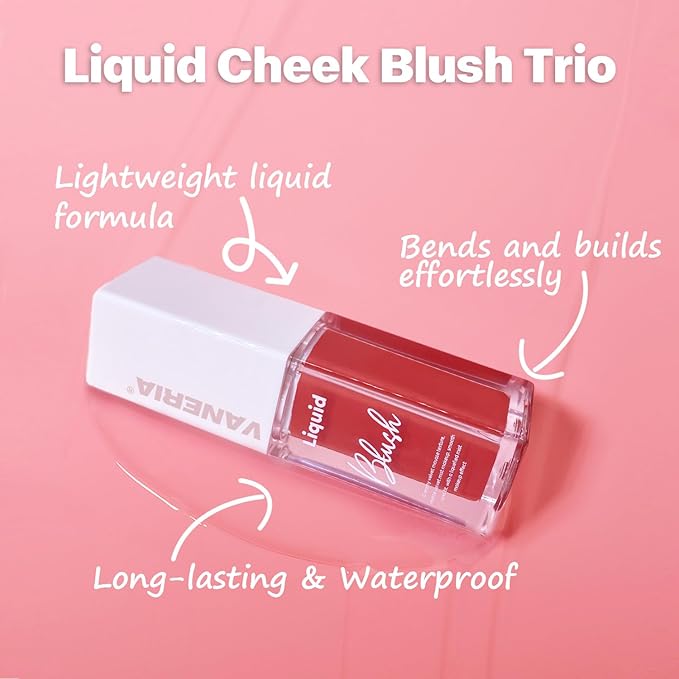 VANERIA Liquid Blush for Cheeks,Long lasting High Pigment Creme Blush,Multi-Use Makeup Blush Stick for Cheeks Lips Eyes,Natural Look Makeup Face Blushes.#1 (5g/0.17oz)-VivaGrace Women