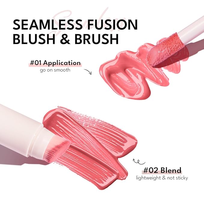 Liquid Cream Blush Stick Makeup for Cheeks | Build-in Brush - Application & Blending in One #L001-VivaGrace Women