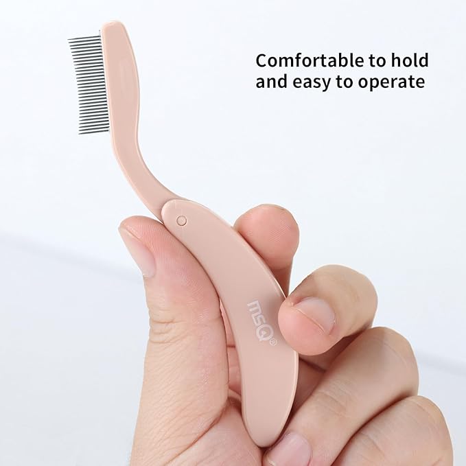 Eyelash Comb MSQ Eyelash Separator Tool Eyelash Comb Separator Folding Eyelash Brush Separator Lash Comb for Eyelash Makeup Brush (khaki)-VivaGrace Women