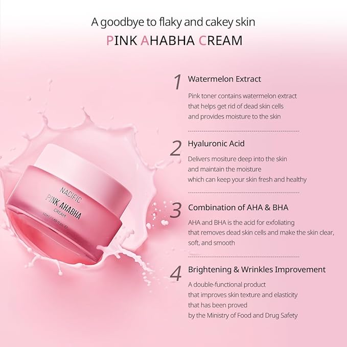 NACIFIC Pink Aha Bha Triple Set (Toner 150ml, Serum 50ml, Cream 50ml) AHA, BHA, Watermelon extract, Glow, Moisturizing, Hyaluronic Acid-VivaGrace Women