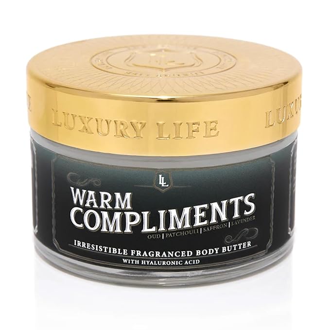 LUXURY LIFE Bed Butter - Scented, Luxurious Body Butter With All-Natural Hyaluronic Acid For Soft, Glowing, Hydrated Skin - For Men & Women - For All Skin Types - Warm Compliments Scent, 5 oz-VivaGrace Women