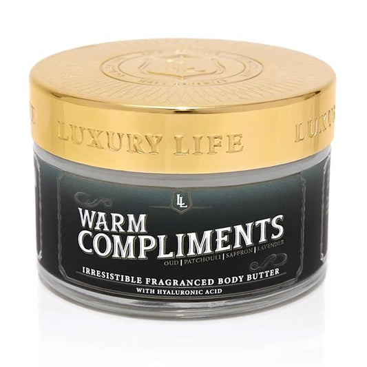 LUXURY LIFE Bed Butter - Scented, Luxurious Body Butter With All-Natural Hyaluronic Acid For Soft, Glowing, Hydrated Skin - For Men & Women - For All Skin Types - Warm Compliments Scent, 5 oz-VivaGrace Women