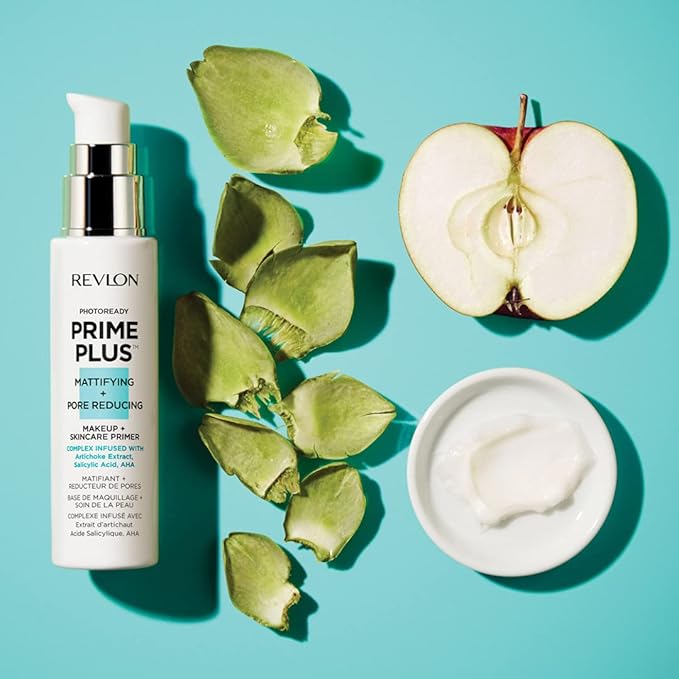 Revlon Face Primer, PhotoReady Prime Plus Face Makeup for All Skin Types, Blurs & Fills in Fine Lines, Infused with Salicylic Acid and AHA, Mattifying & Pore Reducing, 1 Oz-VivaGrace Women