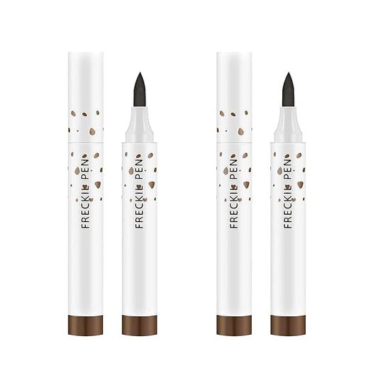 2 Pcs Freckle Pen Set, Natural Lifelike Fake Freckles Makeup Pen Magic Brown Color Freckles Makeup Tool Long-Lasting Waterproof Dot Spot Pen for Effortless Sunkissed Makeup (Dark Brown)-VivaGrace Women