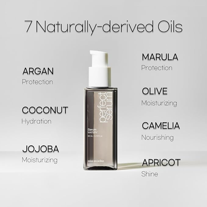 Mise En Scene Perfect Watery Serum for Hair Moisturizing - Korean Hair Argan Oils, Hair Essence for Hydrating with Citrus Scent, Derma Test Completed, 2.70 fl. Oz-VivaGrace Women