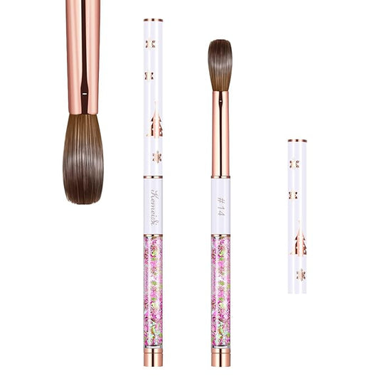 Acrylic Nail Brush Size 14,KEMEISI 100% Pure Kolinsky Nail Art Brushes Sturdy Handle Oval Shaped Acrylic Powder Nail Design Tools for Professional Manicure DIY Home Salon (White)-VivaGrace Women