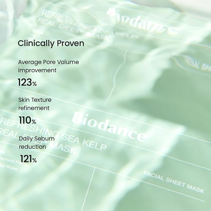 BIODANCE Refreshing Sea kelp Real Deep Mask, Overnight Hydrogel Mask, Calming, Oil & Sebum Control, Blemish Care, Korean Skincare | 1.19oz(34g) x 4ea-VivaGrace Women