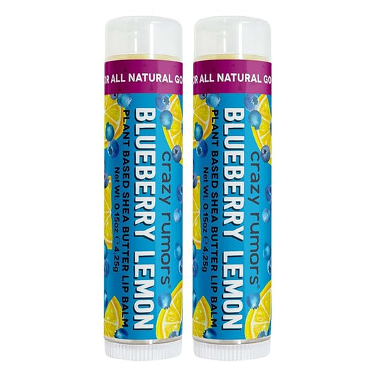Crazy Rumors Blueberry Lemon Flavored All Natural, Plant Based Lip Balm to Moisturize and Nourish your Lips - Blueberry Lemon (2-Pack)-VivaGrace Women