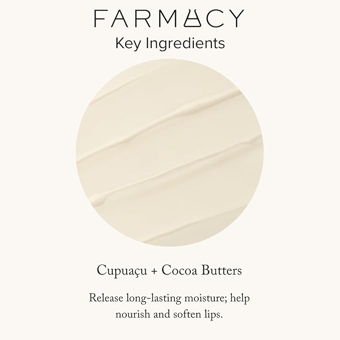 Farmacy Beeswax Lip Balm - Honey Butter Moisturizing Lip Care + Chapped Lip Treatment - Enriched with Cupuaçu + Cocoa Butters, Proprietary Honey Blend and Vitamin E to Nourish, Soften + Heal (3.4g)-VivaGrace Women